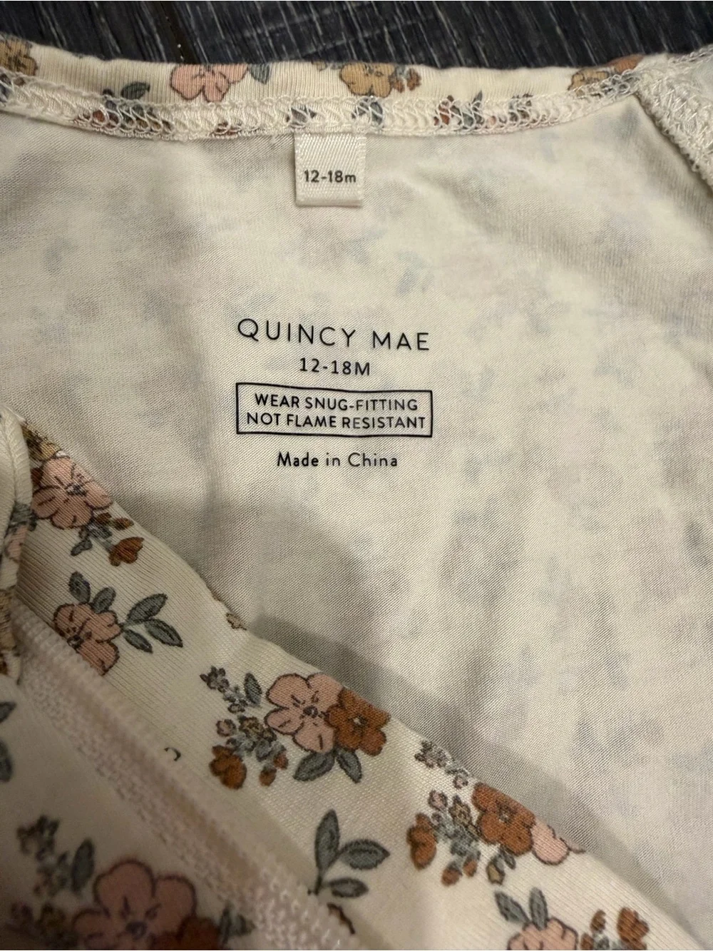 Quincy Mae Wildflower Bamboo Zip Onesie 12-18 month